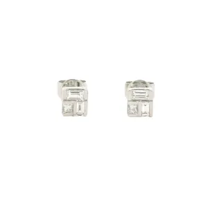 0.22 TW Diamond Stud Earrings | White Gold 14K | Baguette and Princess Diamonds