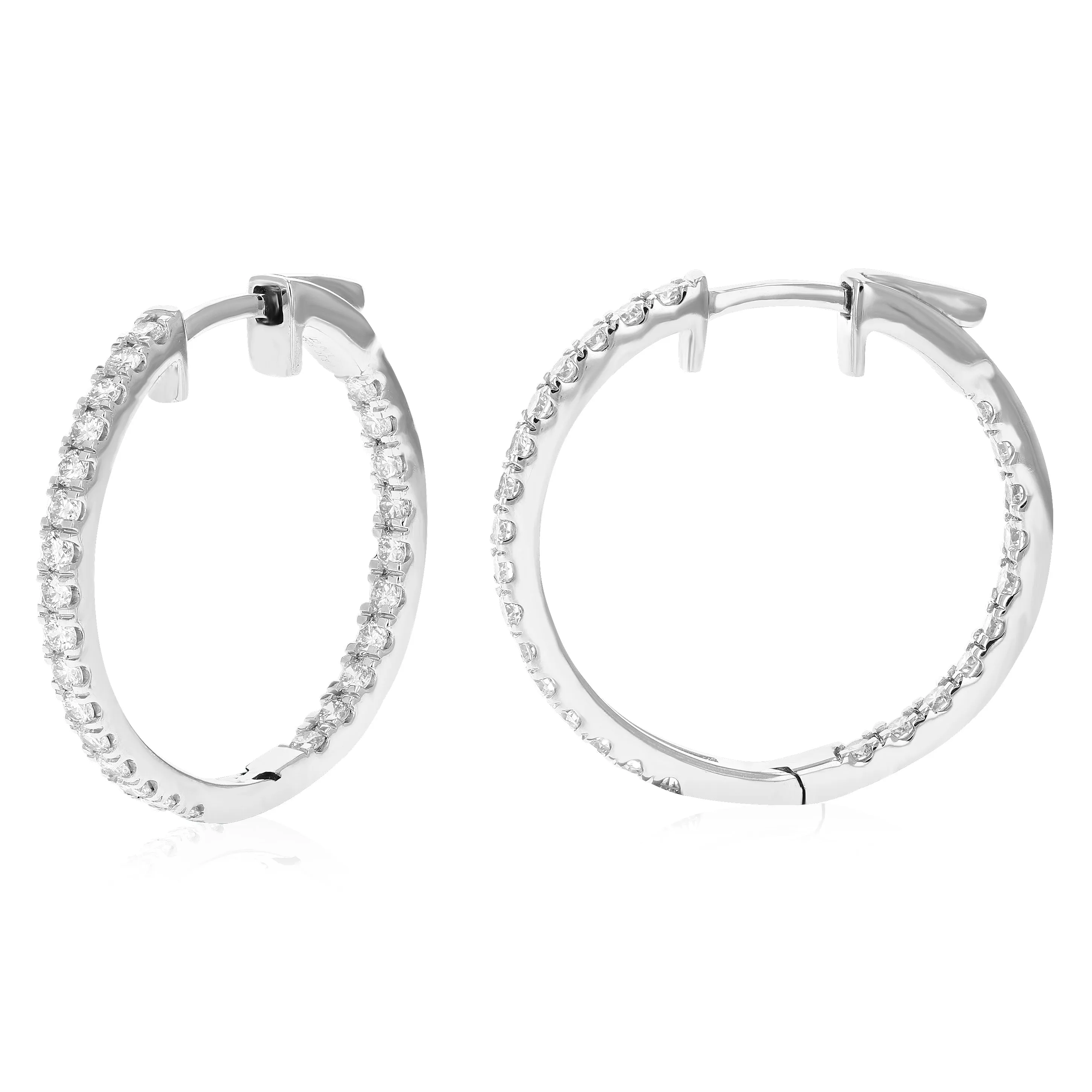 1 cttw Lab Grown Diamond Inside Out Hoop Earrings Sterling Silver