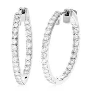 1 cttw Lab Grown Diamond Inside Out Hoop Earrings Sterling Silver