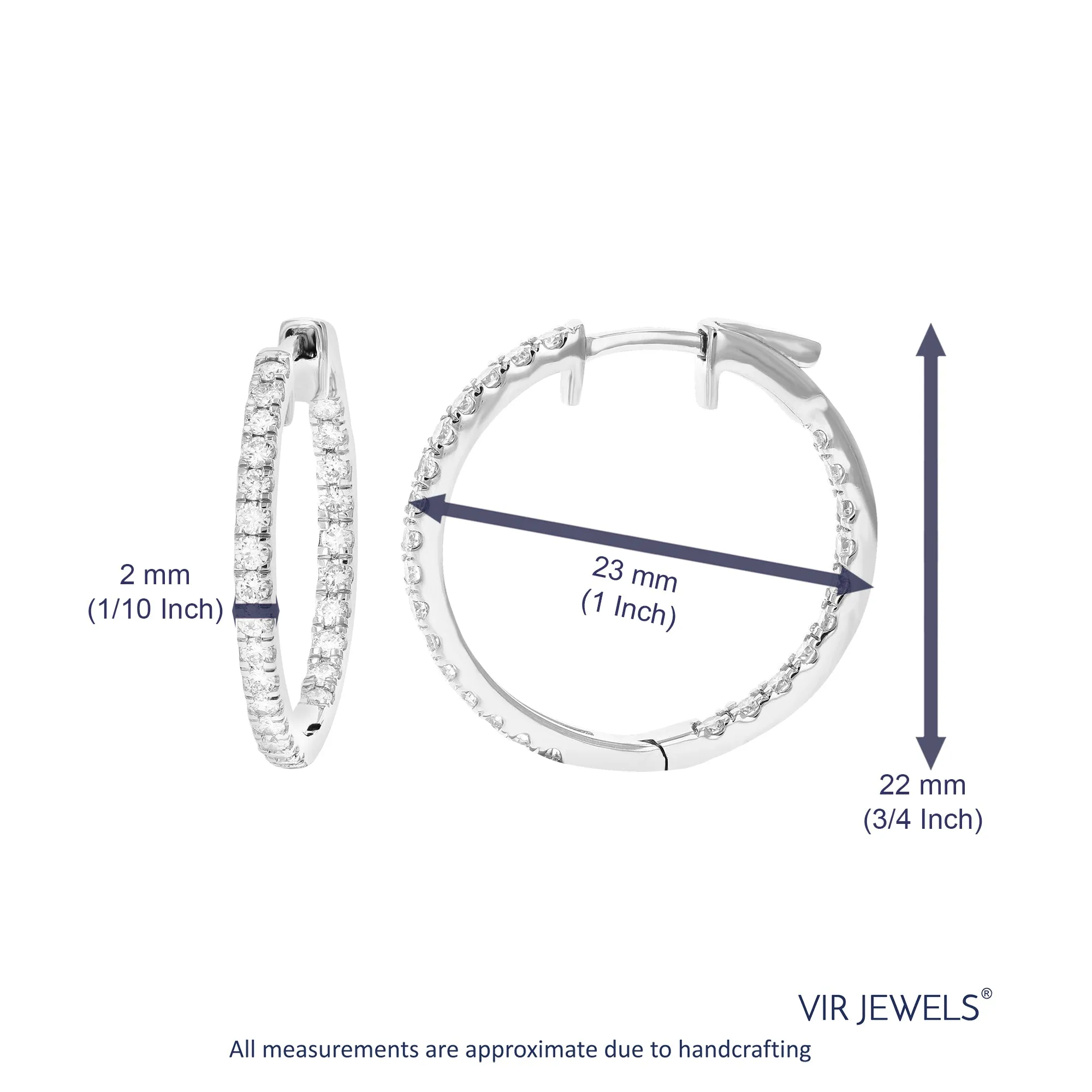 1 cttw Lab Grown Diamond Inside Out Hoop Earrings Sterling Silver
