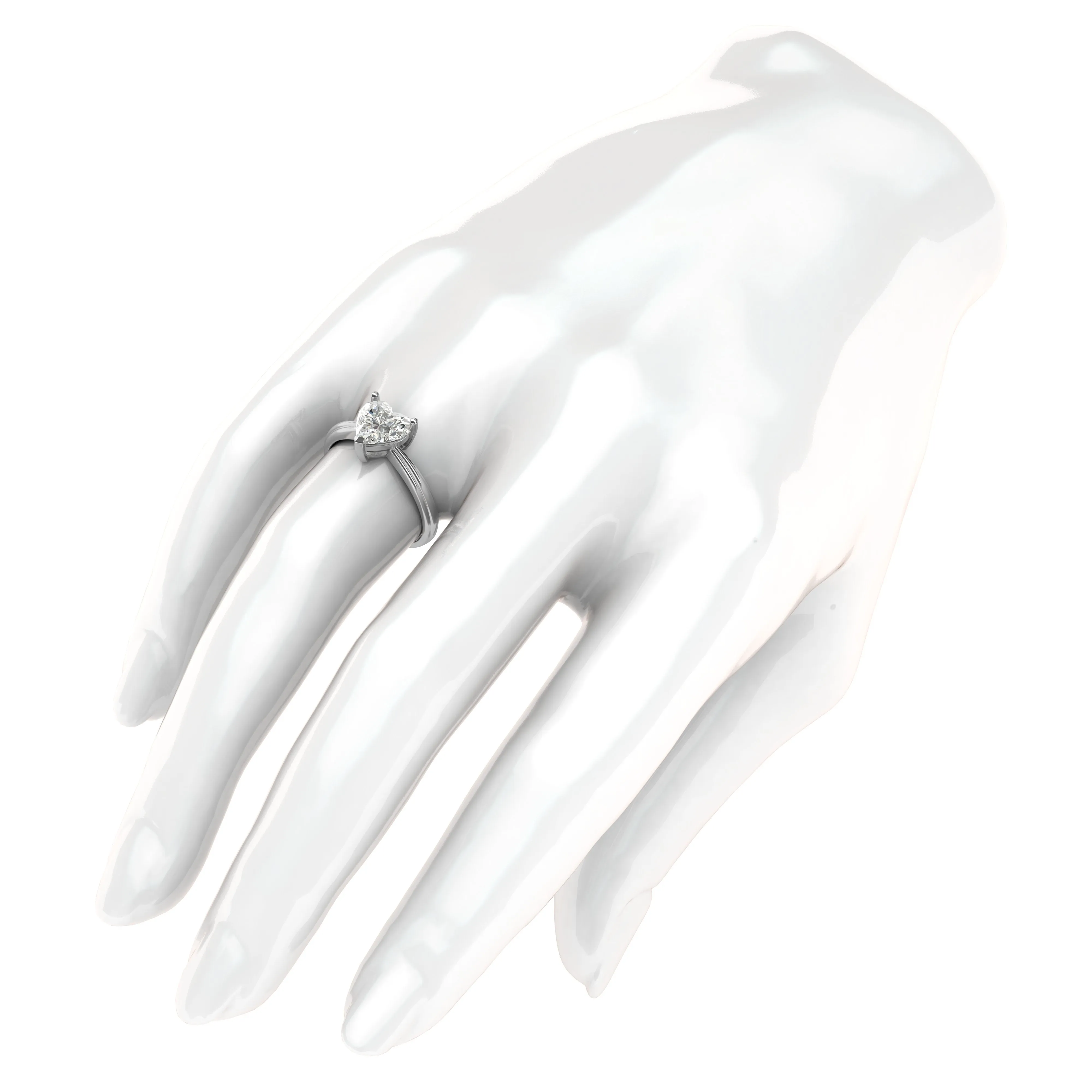 10k White Gold Simulated Heart-shaped Diamond Engagement Ring Raised Shank Promise Bridal Ring