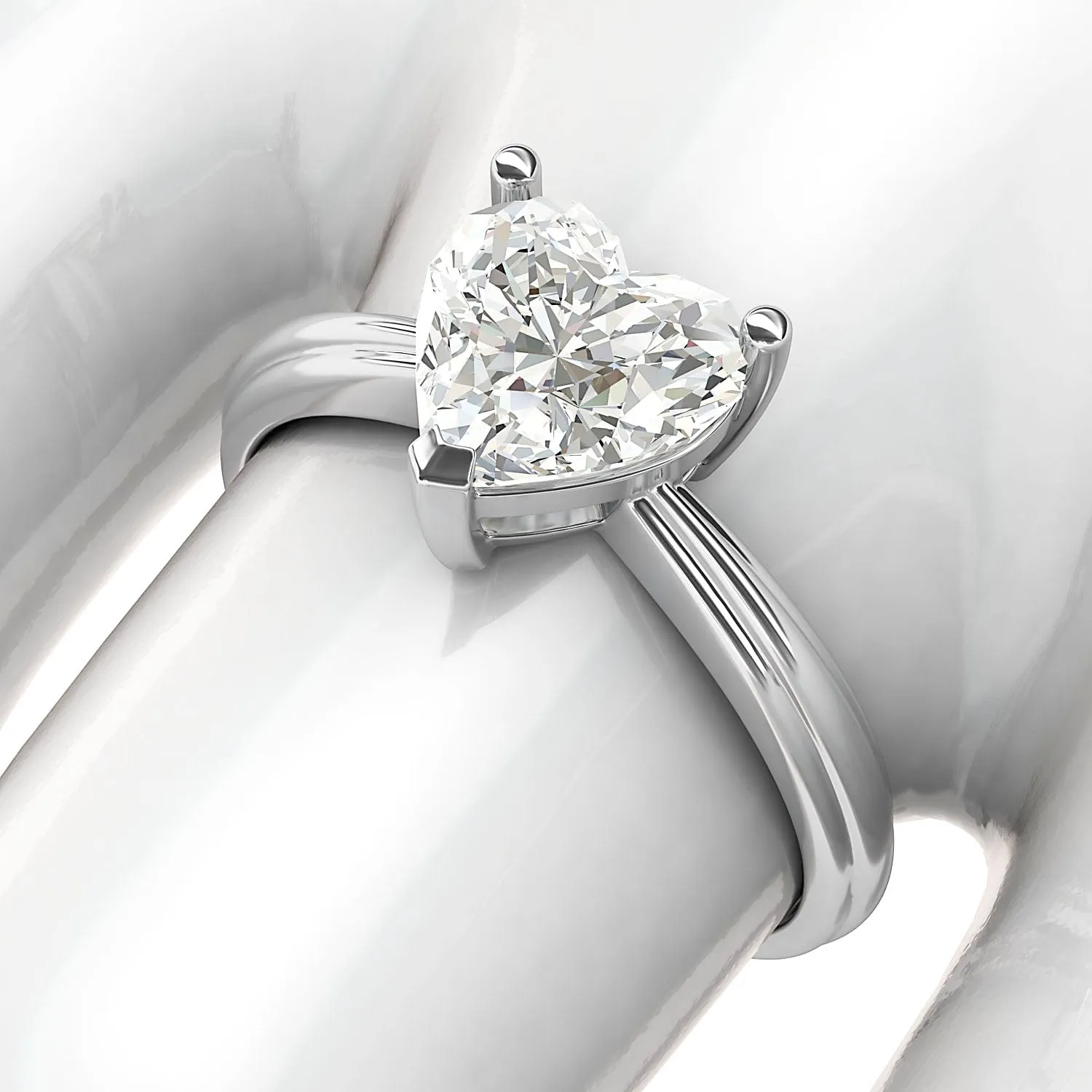 10k White Gold Simulated Heart-shaped Diamond Engagement Ring Raised Shank Promise Bridal Ring