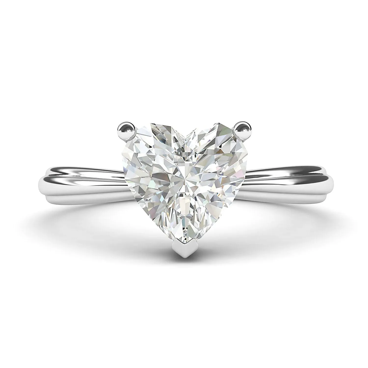 10k White Gold Simulated Heart-shaped Diamond Engagement Ring Raised Shank Promise Bridal Ring