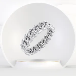 1.23 CT Diamond Pave Cuban Link Ring (3mm)