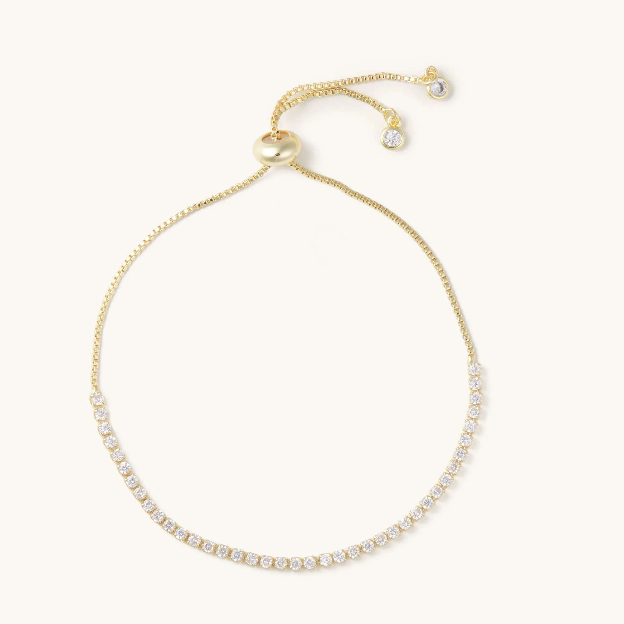 14k Gold Plated Gem Tennis Slider Bracelet: Gold