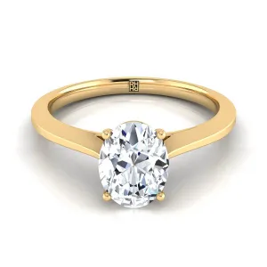 14K Yellow Gold Oval  Timeless Solitaire Comfort Fit Engagement Ring