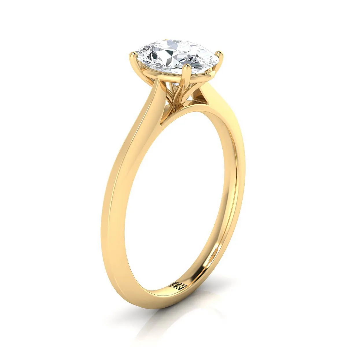 14K Yellow Gold Oval  Timeless Solitaire Comfort Fit Engagement Ring