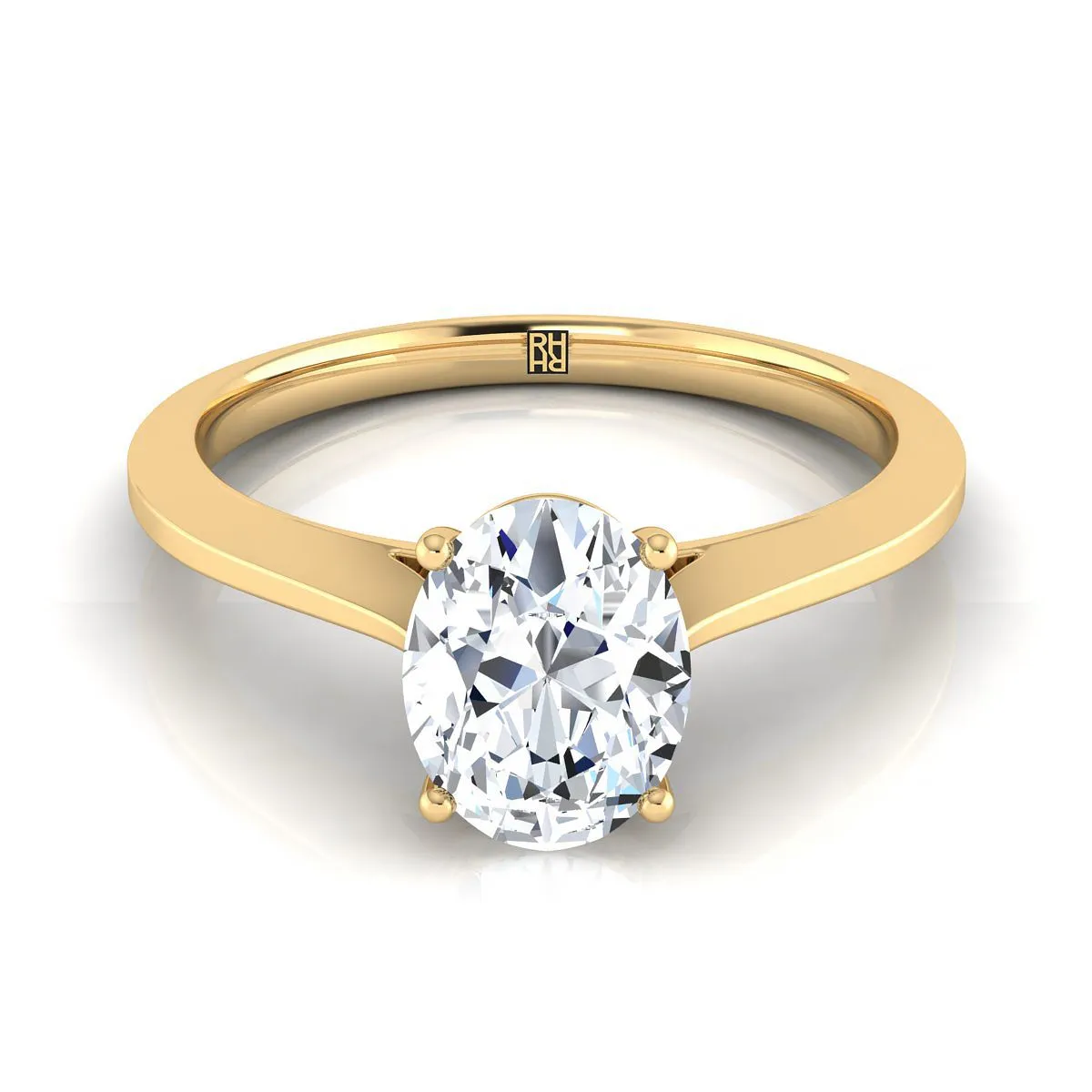 14K Yellow Gold Oval  Timeless Solitaire Comfort Fit Engagement Ring