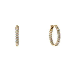 18ct Yellow Gold 2 Row Diamond Hoop Earrings