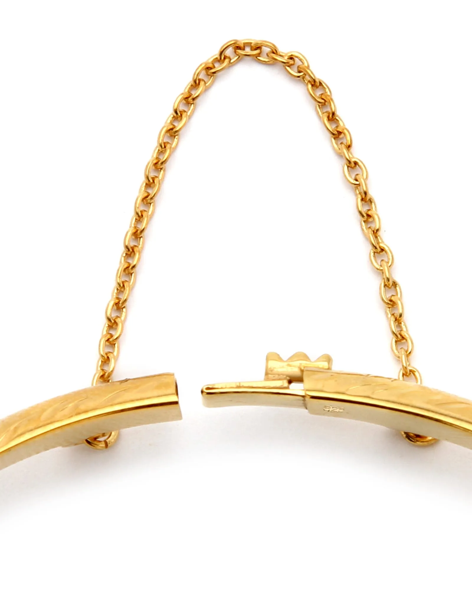 18k Gold-plated Silver 3-Piece Set of Etched and Polished Bangle Bracelets | Yellow