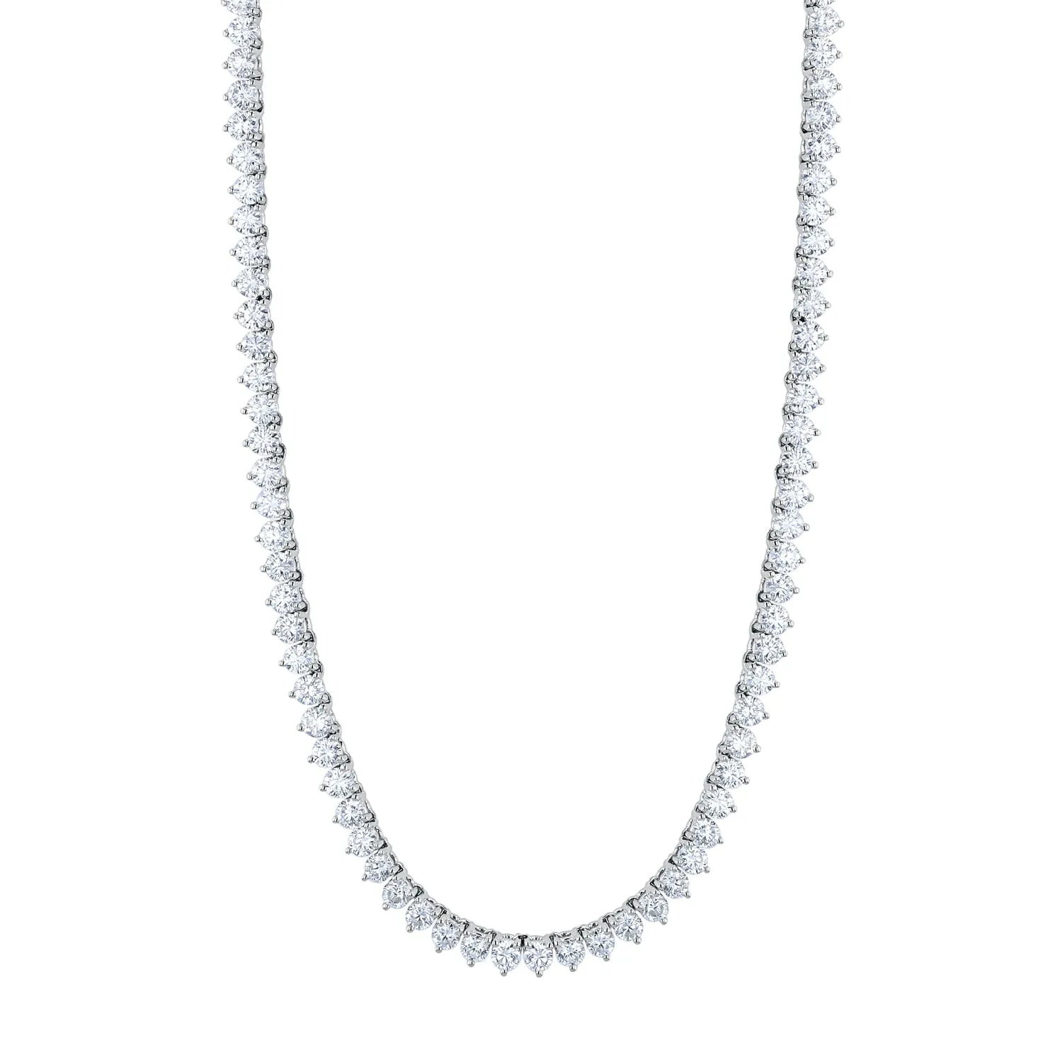 18K White Gold 16" 3 Prong Round Diamond Opera Necklace, 5ct G-H, SI1-SI2