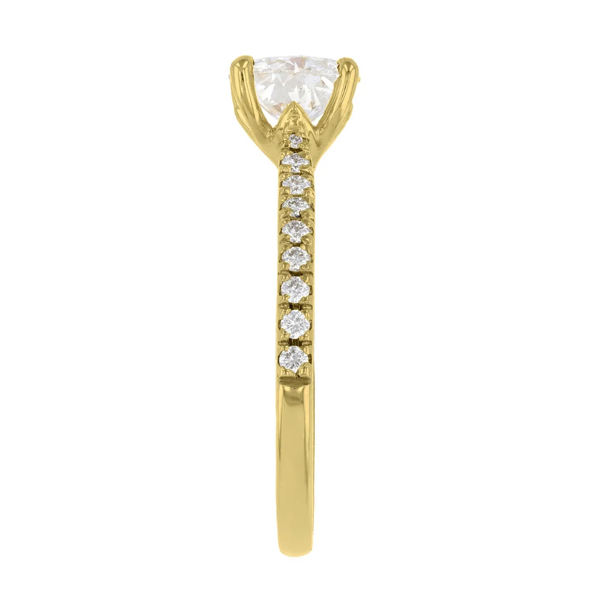 2-00ct Poppy Shoulder Set Round Brilliant Cut Diamond Solitaire Engagement Ring | 18ct-Yellow-Gold
