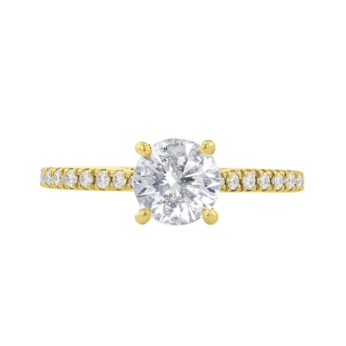 2-00ct Poppy Shoulder Set Round Brilliant Cut Diamond Solitaire Engagement Ring | 18ct-Yellow-Gold
