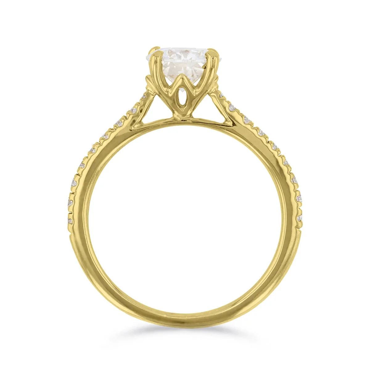 2-00ct Poppy Shoulder Set Round Brilliant Cut Diamond Solitaire Engagement Ring | 18ct-Yellow-Gold