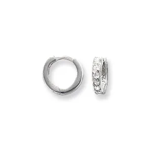 9ct White Gold Hinged Zirconia Earrings ER028W