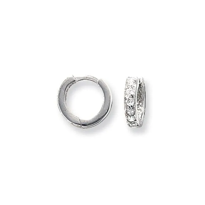 9ct White Gold Hinged Zirconia Earrings ER028W