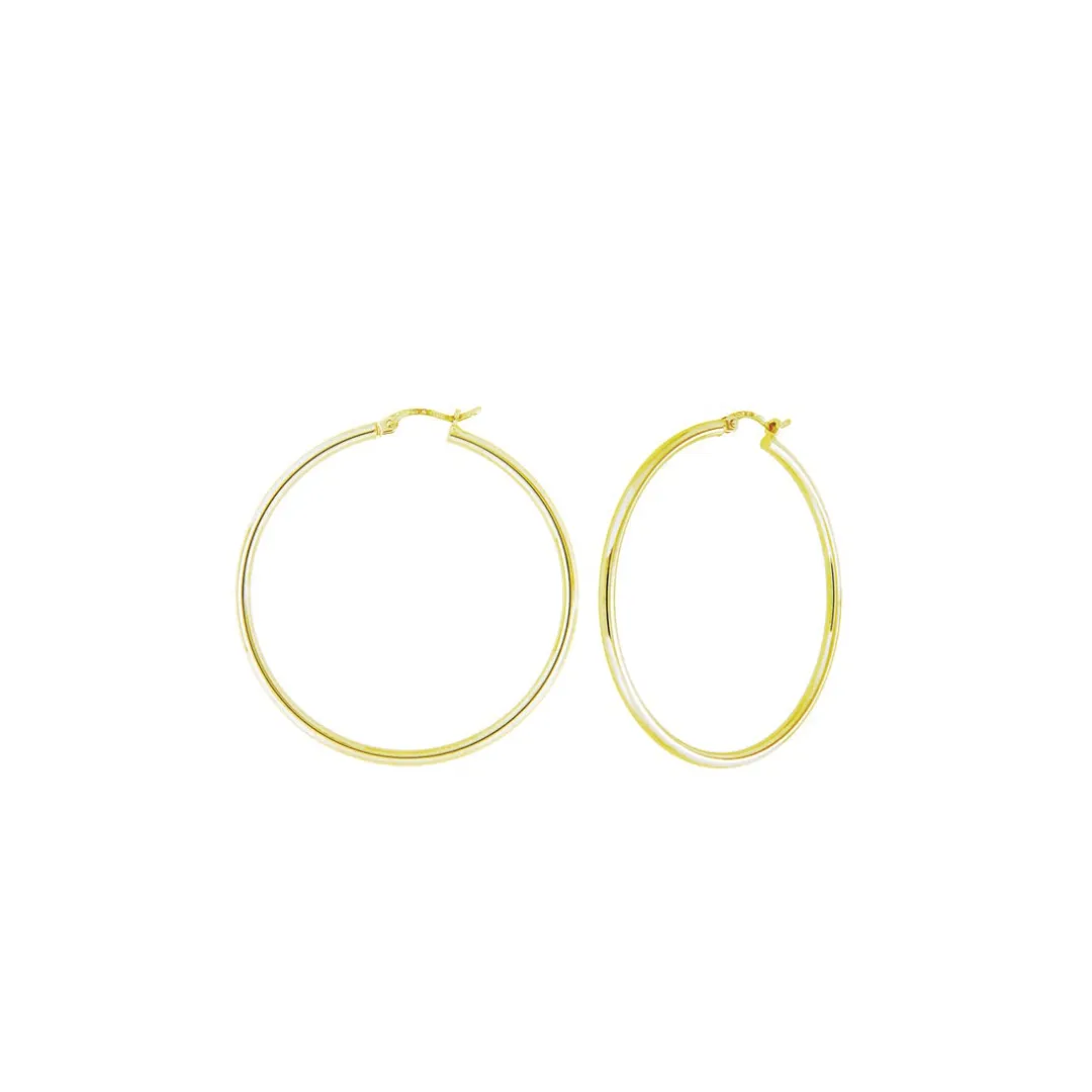 9ct Yellow Gold Hoop Earrings – 2mm Tube Diameter