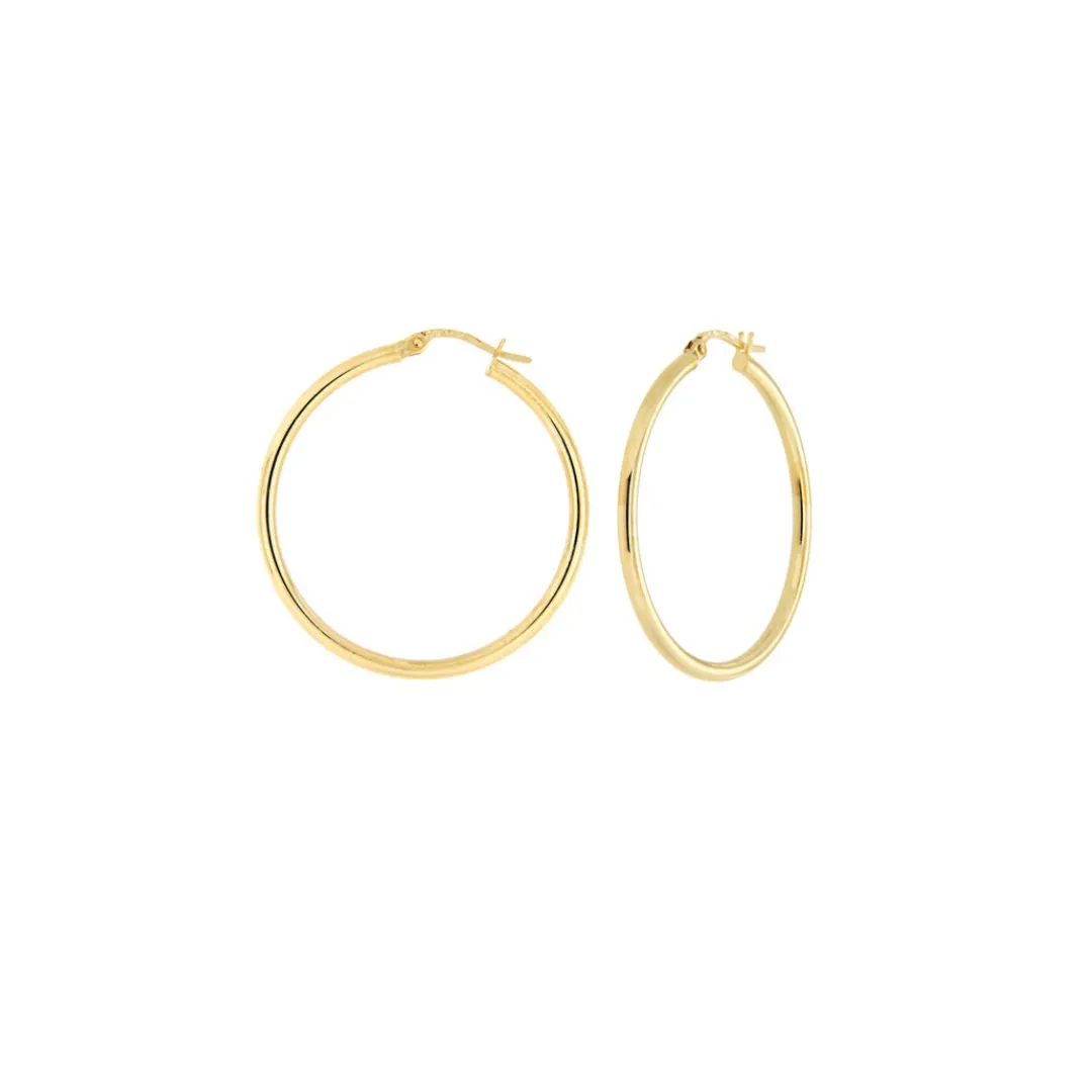 9ct Yellow Gold Hoop Earrings – 2mm Tube Diameter
