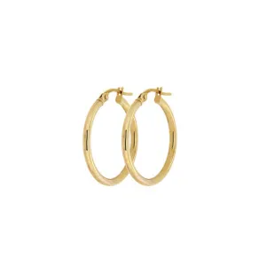 9ct Yellow Gold Hoop Earrings – 2mm Tube Diameter
