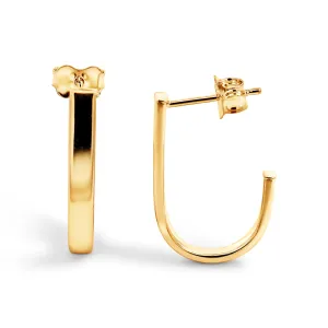 9ct Yellow Gold Thick Half Hoop Stud Earrings