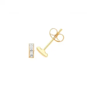 9ct Yellow Gold Zirconia Bar Studs ES717