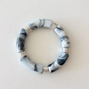 Acrylic   Gold Bamboo Bracelet: Marble   Silver