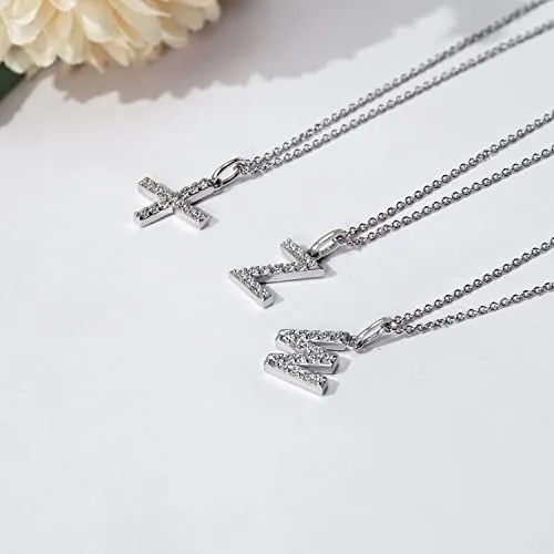 Amazon Essentials Platinum Plated Sterling Silver Infinite Elements Cubic Zirconia Initial "A" Pendant Necklace, 18", (previously Amazon Collection)