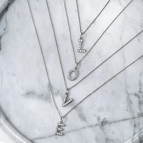 Amazon Essentials Platinum Plated Sterling Silver Infinite Elements Cubic Zirconia Initial "A" Pendant Necklace, 18", (previously Amazon Collection)