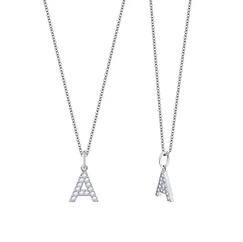 Amazon Essentials Platinum Plated Sterling Silver Infinite Elements Cubic Zirconia Initial "A" Pendant Necklace, 18", (previously Amazon Collection)