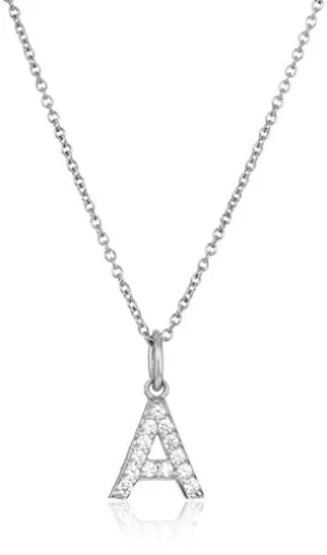 Amazon Essentials Platinum Plated Sterling Silver Infinite Elements Cubic Zirconia Initial "A" Pendant Necklace, 18", (previously Amazon Collection)