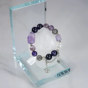 Amethyst Herkimer Diamond Chrome Hearts Bracelet
