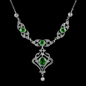 Antique Edwardian Green White Paste Necklace Circa 1905
