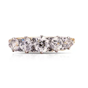 Antique, Victorian five stone diamond engagement ring, 18ct yellow gold