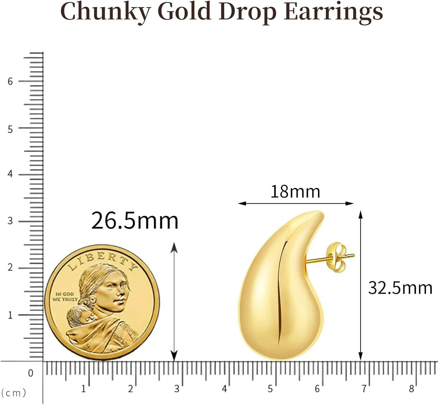 Apsvo Chunky Gold Hoop Earrings for Women, Dupes Earrings Lightweight Waterdrop Hollow Open Hoops, Hypoallergenic Gold Plated Earrings Fashion Jewelry