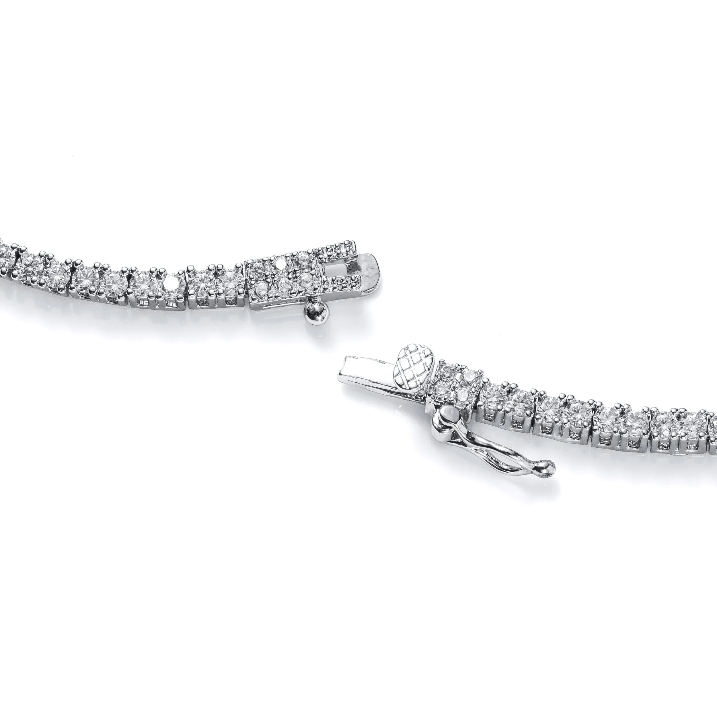 Art Deco Y Fringe Tassel Collar Necklace with Cubic Zirconia Silver Plated
