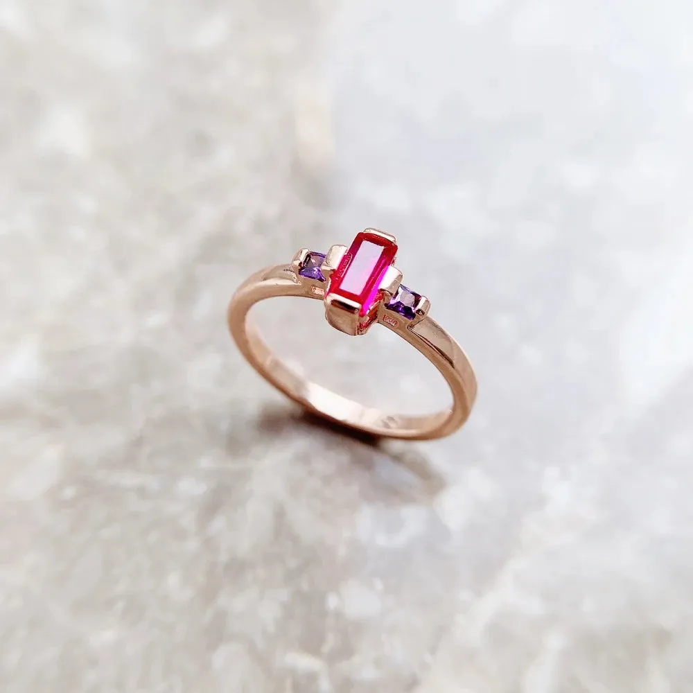 Baguette Cut Stone Ring