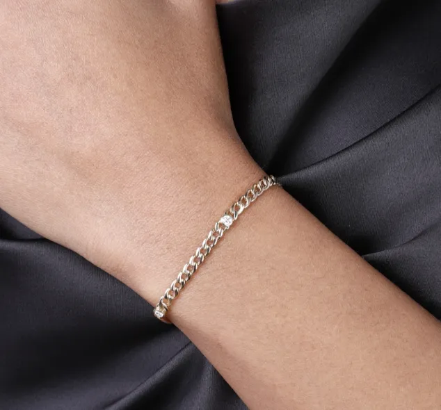 Bezel Set Diamond Chain Bracelet