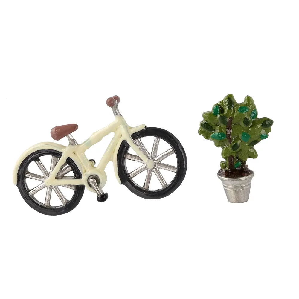 Bicycle and Tree Asymmetric Earrings