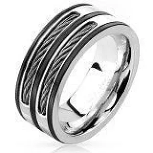 BLACK STRIPE 8mm MEN'S RING