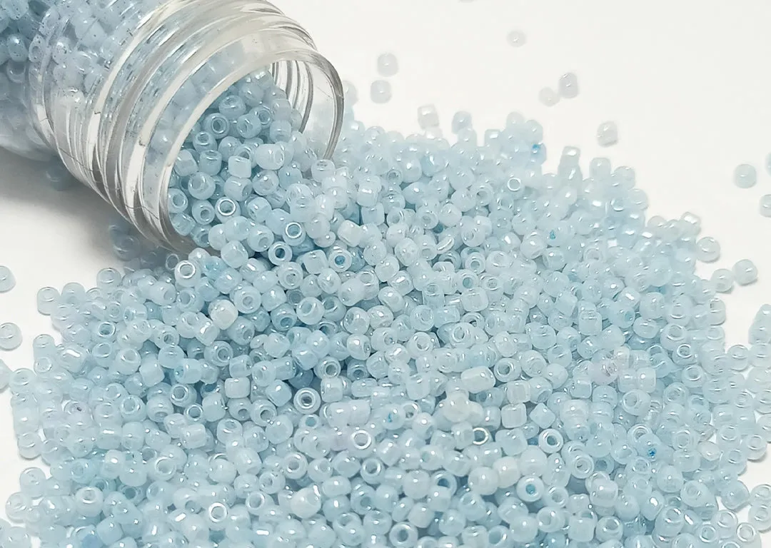 Blue Gray Inside Dyed Round Rocailles Glass Seed Beads