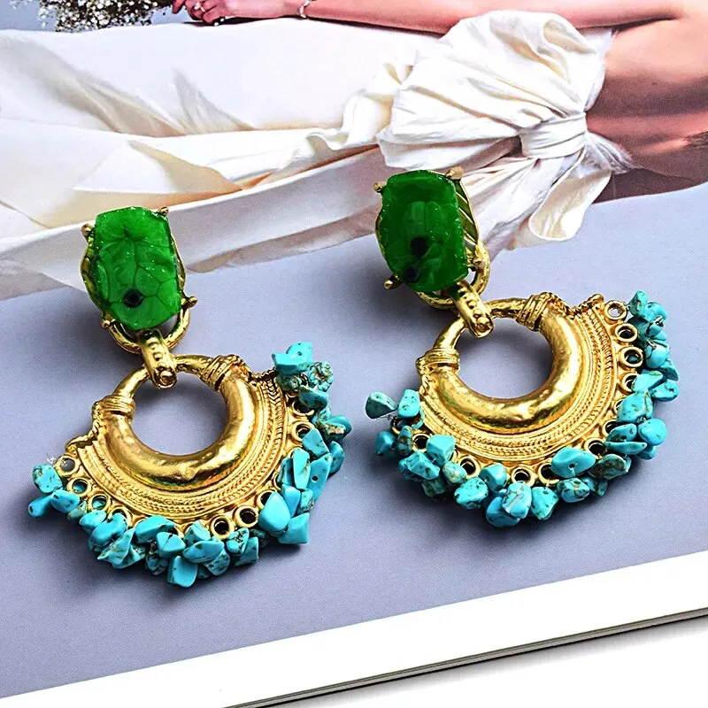 Bohemian Vintage Handmade Rhinestone Drop Earrings