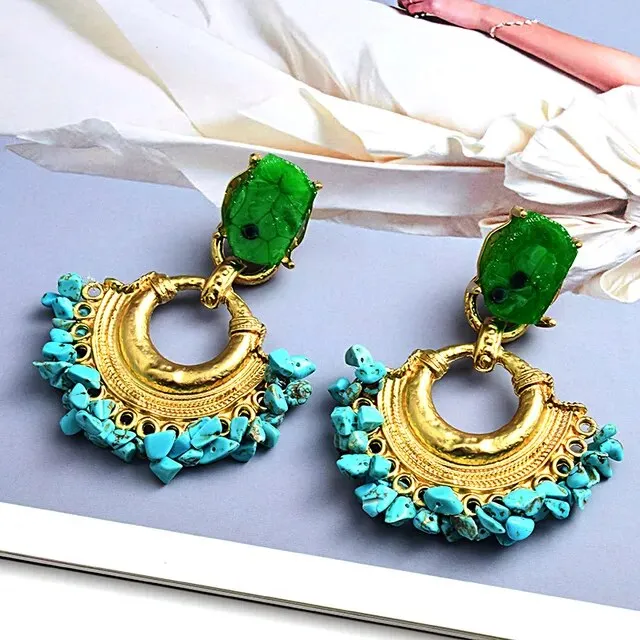 Bohemian Vintage Handmade Rhinestone Drop Earrings