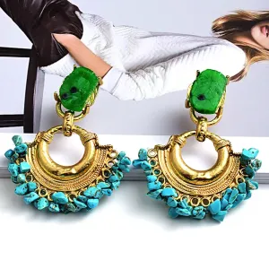 Bohemian Vintage Handmade Rhinestone Drop Earrings
