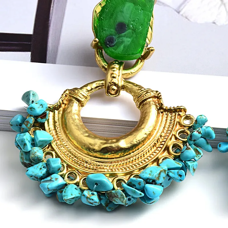 Bohemian Vintage Handmade Rhinestone Drop Earrings