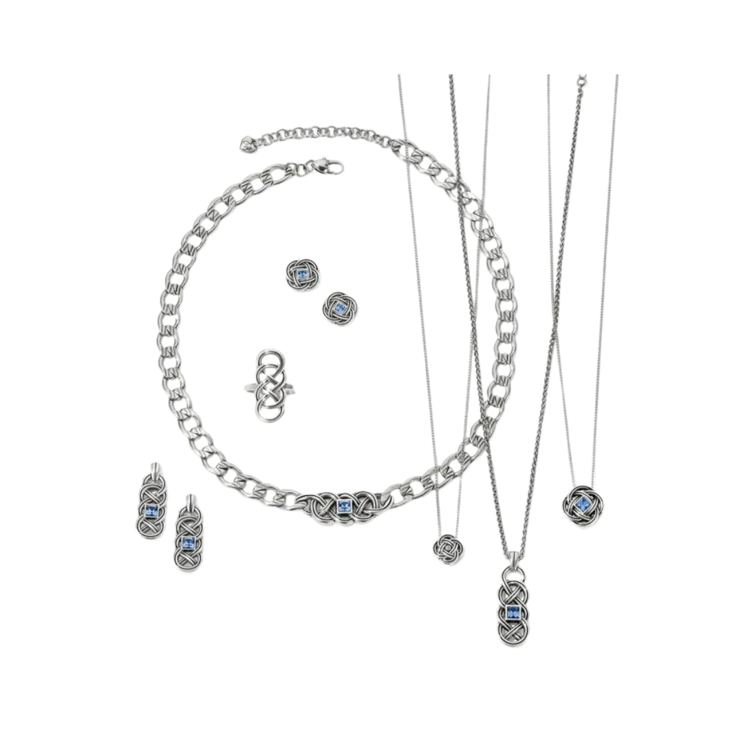 Brighton Women's Interlok Shine Post Silver-Light Sapphire Earrings
