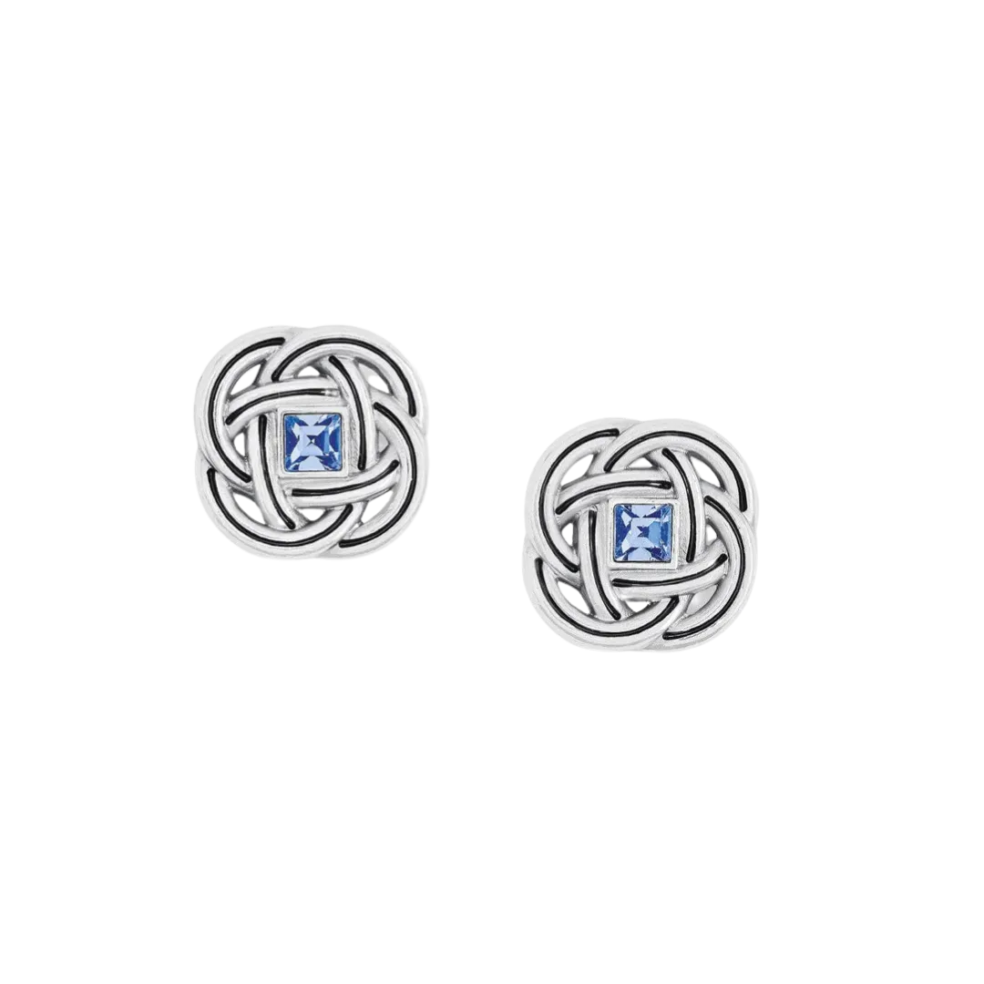 Brighton Women's Interlok Shine Post Silver-Light Sapphire Earrings