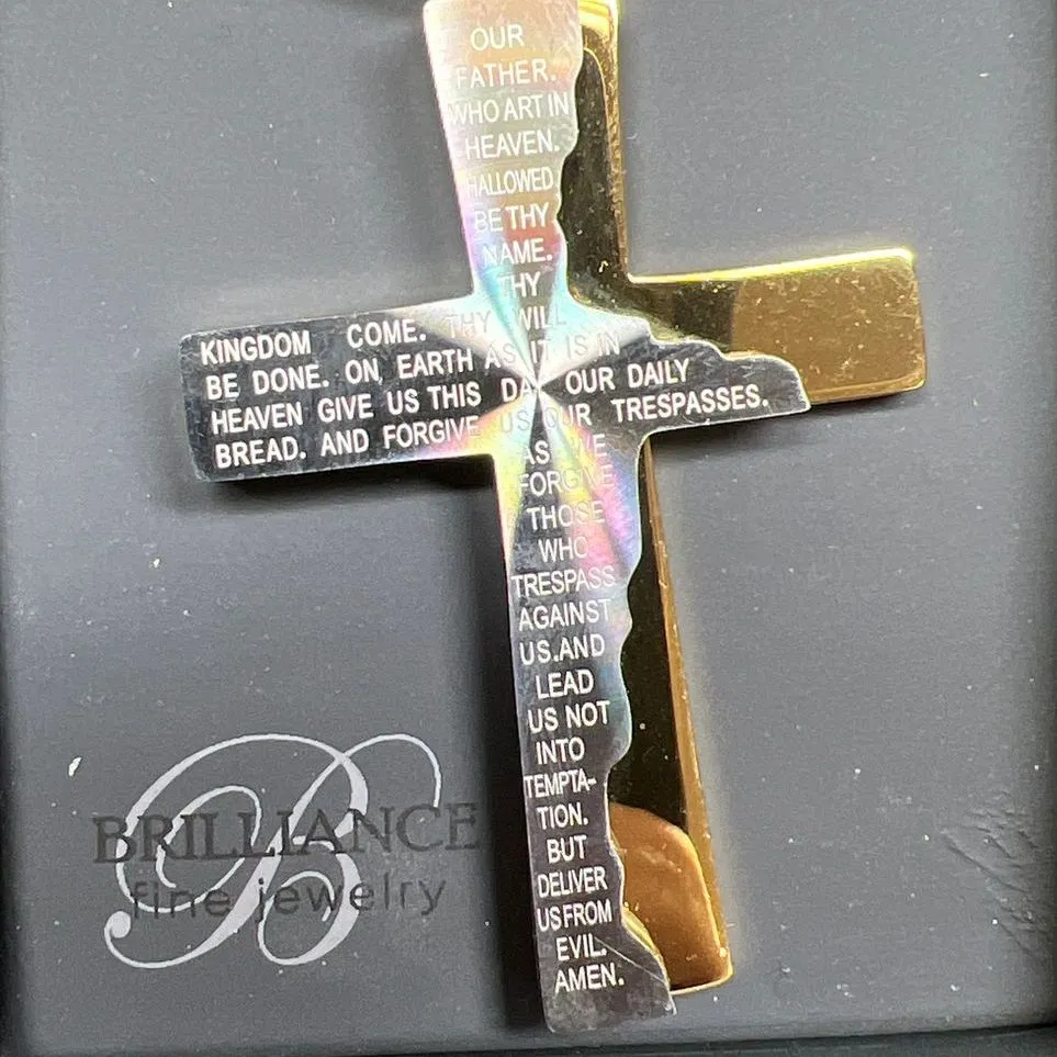 Brilliance Stainless Steel Prayer Cross Necklace IOB