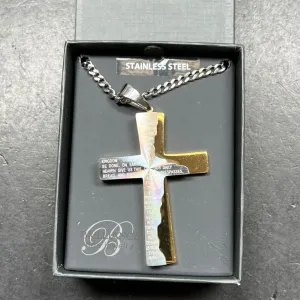 Brilliance Stainless Steel Prayer Cross Necklace IOB