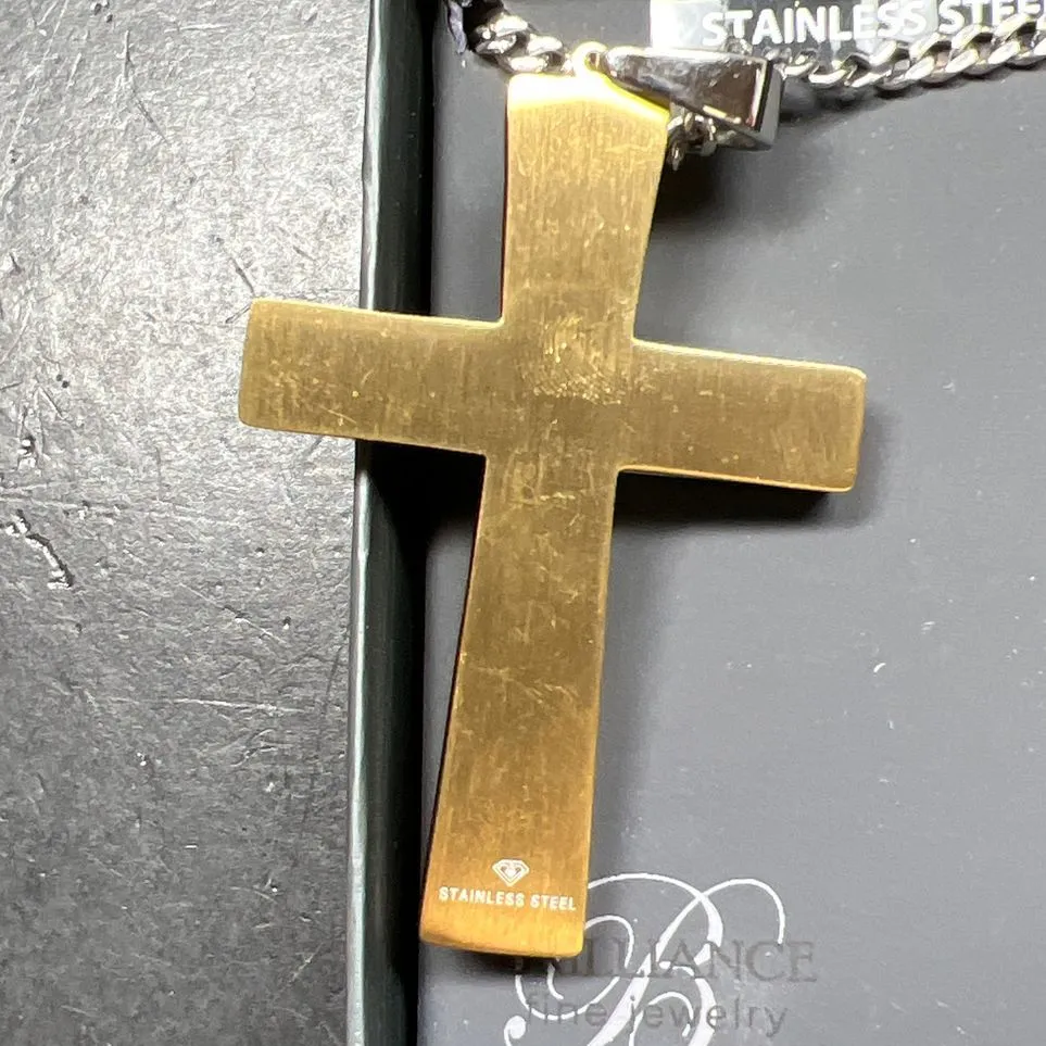 Brilliance Stainless Steel Prayer Cross Necklace IOB