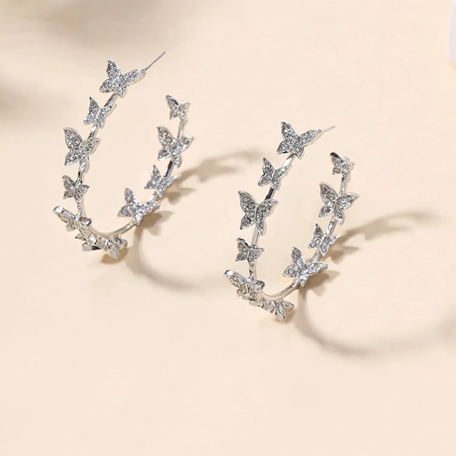 Butterfly Earrings for Women Trendy Big Butterfly Hoop Dangle Earrings Large Huggie Hoops Drop Earring Jewelry Dress Accessories Gifts
